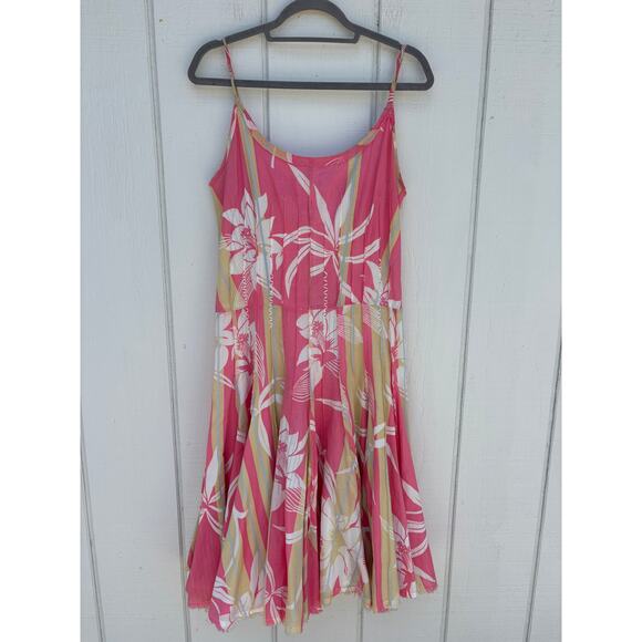 Tori Richard Fit & Flare Dress, Pink, Lined, Tropical, Sz 8 - Picture 2 of 5